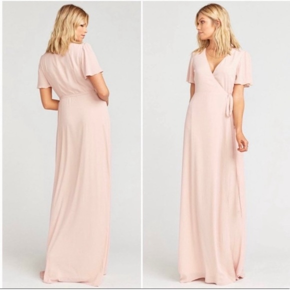 Show Me Your Mumu Noelle Flutter Wrap Pink Mauve Maxi Dress size small - Picture 4 of 16